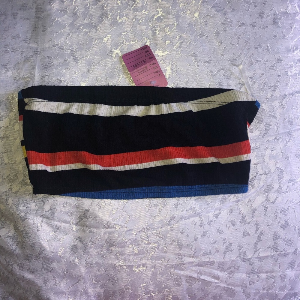 Multicolor striped crop top set